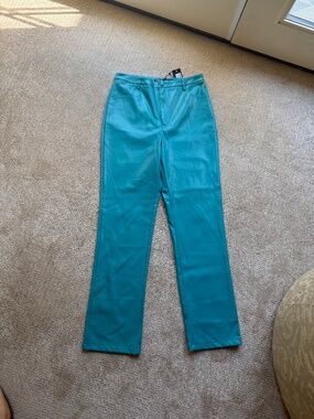 Faux leather Turquoise high waisted pants
